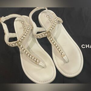 Chanel Broderie Thong Sandals